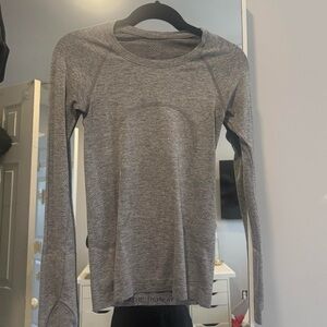 Gray Long Sleeve Athletic Top